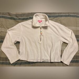 Stoney Clover Lane Cropped Terrycloth 1/4 Zip Sweatshirt
